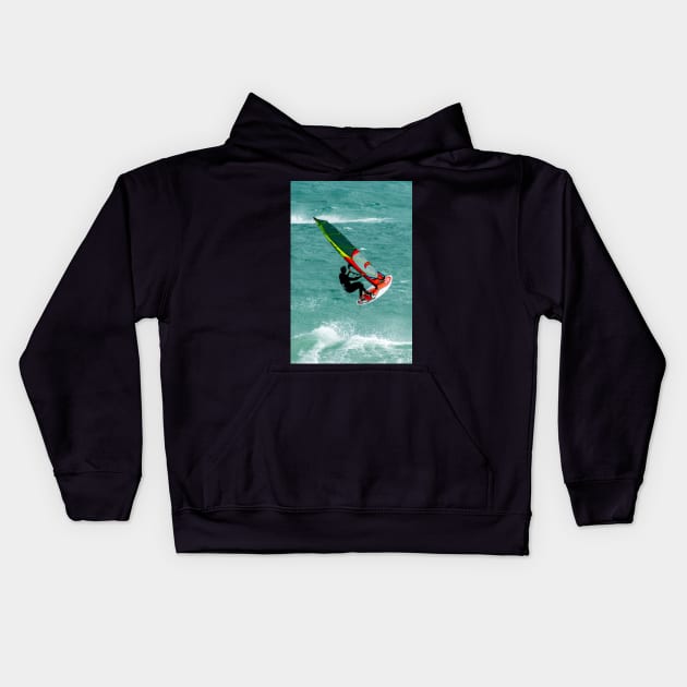 Windsurfing Kids Hoodie by Upbeat Traveler